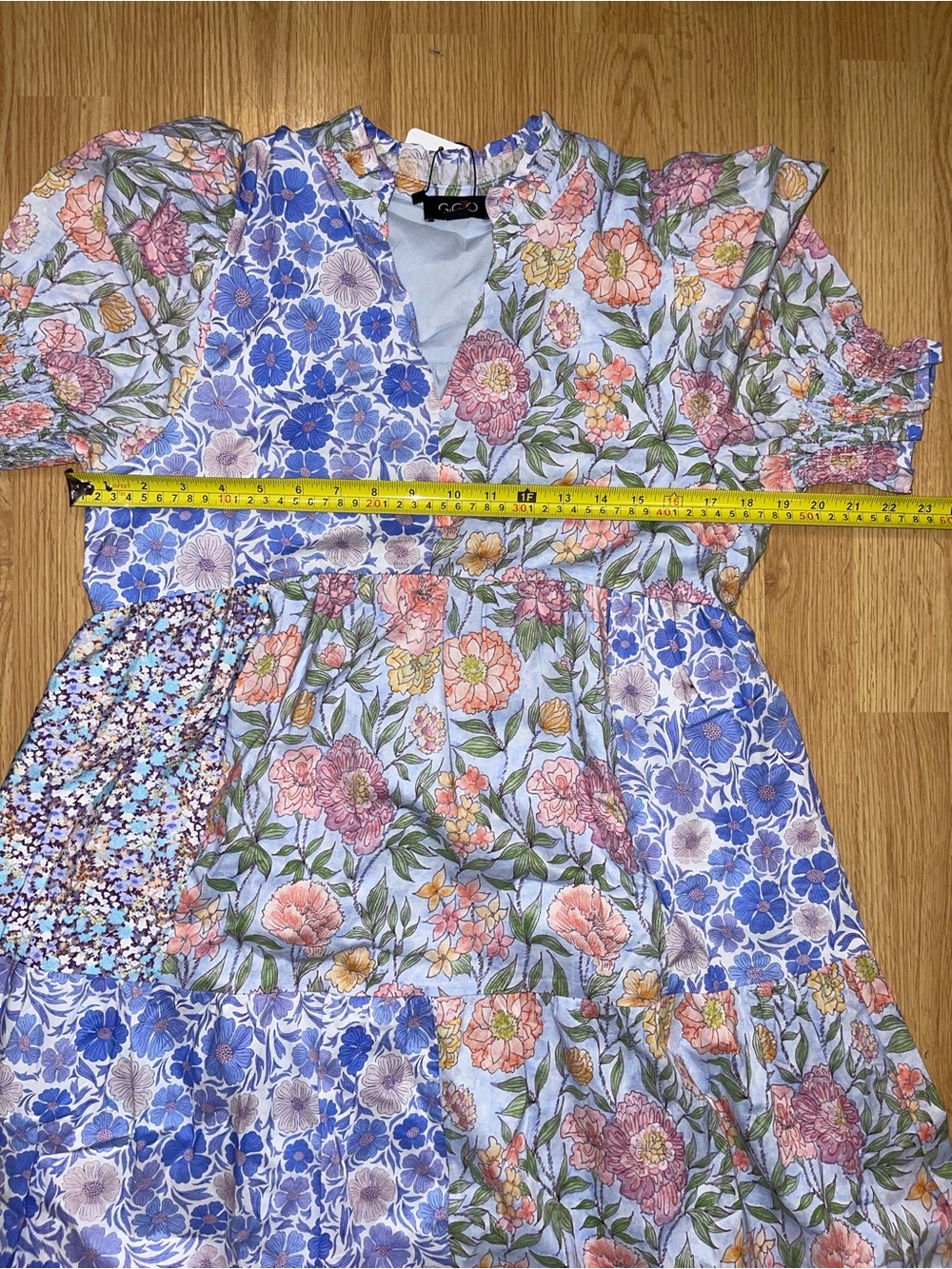 🆕#304~GiGio~Patchwork Floral Midi Dress in Blue, Pink, & Multi, Sm - Picture 14 of 16